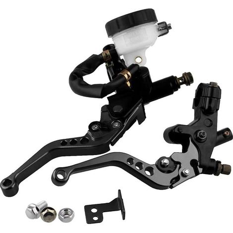 Leviers de frein d\'embrayage de moto , ensemble d\'embrayage à réglable 7/8"22 mm avec pompe hydraulique, frein de guidon universel en aluminium CNC, pour Honda Suzuki Kawasaki Yamaha D10,noir (1/5)