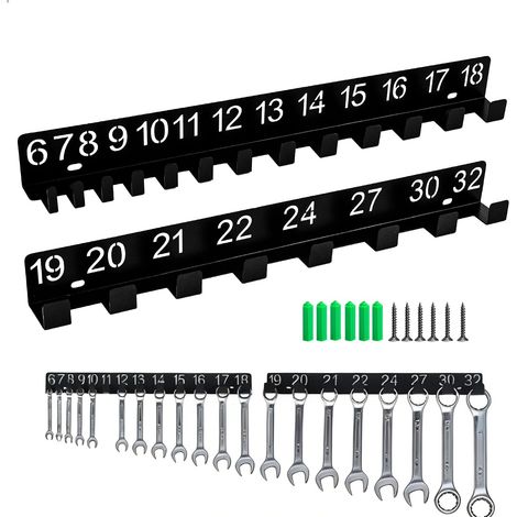 2 Pièces Porte Outils Mural, Support Mural Pour Pinces, Support Tournevis avec Code Numérique, Rangement Outils Murale pour Garages, Ateliers et Établis, Métal, Noir (1/5)