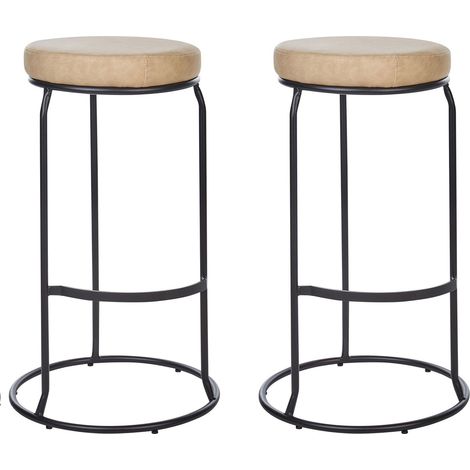 Set mit 2 Barhockern MILROY Kunstleder Beige