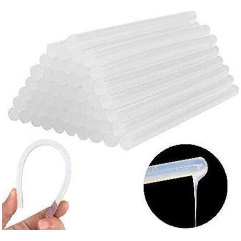 12 bâtons de colle thermofusible transparente, 100 x 7 mm, bâtons de colle thermofusible transparente universels, adaptés aux pistolets à colle thermofusible. (1/5)