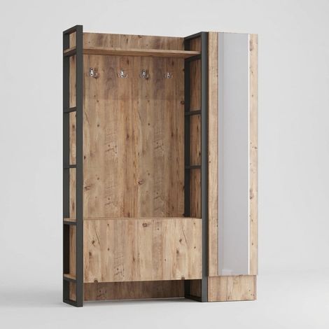 Garderobenständer für den Eingangsbereich mit Spiegel und Schuhschrank Vorth (1/4)
