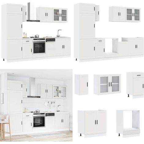 vidaXL 8-tlg. Küchenschrank-Set Kalmar Weiß Holzwerkstoff (1/5)