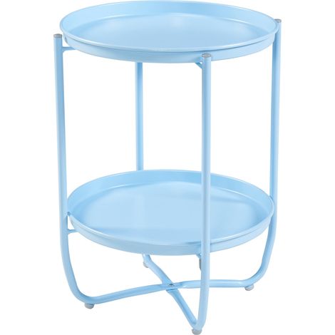Tavolino da caffè consolle laterale con ripiani estraibili 58 x 40 cm acciaio azzurro cielo 030010766