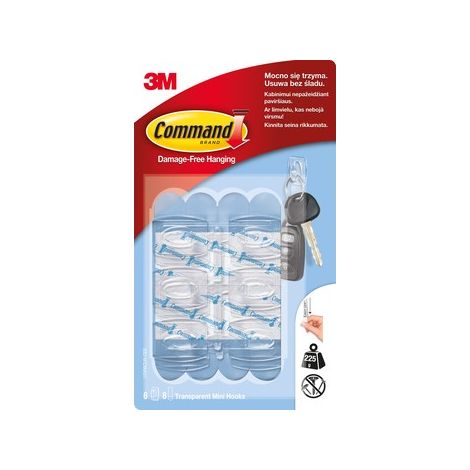 Ganci adesivi Command 3M, 6 pezzi, in plastica, codice 17006.