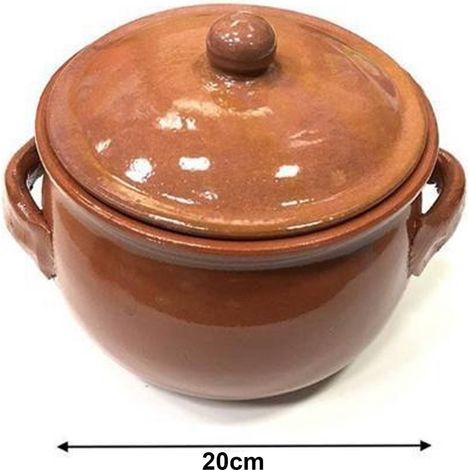 Trade Shop - Terracotta Pan-top Sartén Con Asas Y Tapa Para Hornear 20 - (1/2)