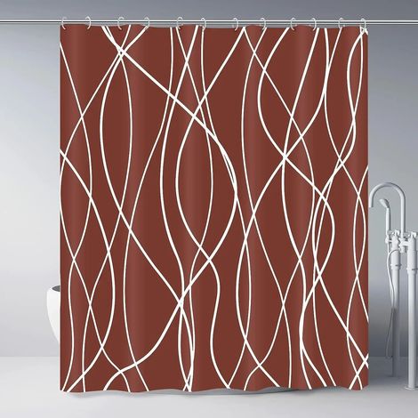 Filiyano-Rideau de douche moderne à rayures noires et blanches ondulées, rayures dégradées, rideau de douche décoratif pour salle de bain, 210 x 180