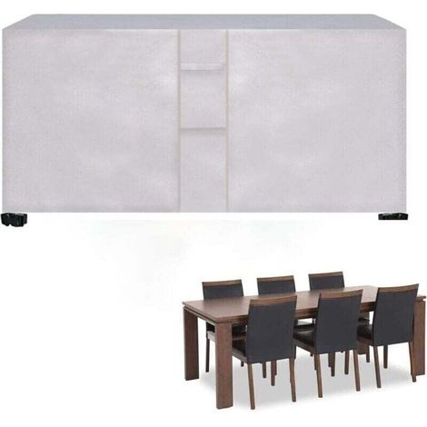 Möbelabdeckung 170x94x70cm, wasserdicht, 420D Oxford-Gewebe, Gartenplane, Oxford-Gewebe, für Tisch, Sofa, Sessel, Stühle (Silber) - KZQ