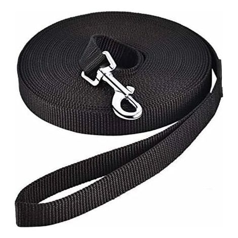 Laisse pour Chien (10m Noir), Laisse de Dressage Chien avec Poignée Longe Chien Longue Sangle en Nylon Mains Libre pour Petits à Grands Chiens Animal de Compagnie Promenade Jogging (1/5)