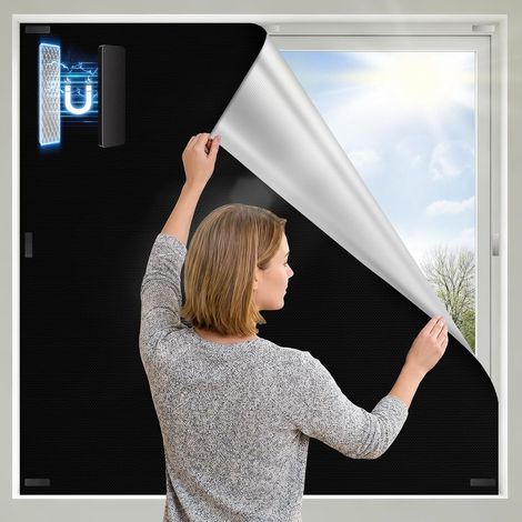 Occultant Magnétique Fenêtre sans Perçage 300x145cm Tissu occultant ajustable, Store occultant amovible, Imperméable, Protection solaire pour velux, Chambre à couche (1/5)