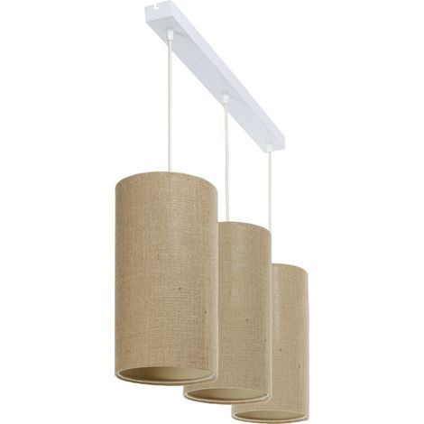 Suspension boho élégant en tissu ajustable ambiance chaleureuse - Beige crème et blanc cassé (1/3)