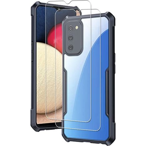CUSTODIA PER SAMSUNG GALAXY A03s CUSTODIA CORNICE NERA + 2x VETRO TEMPERATO (1/5)