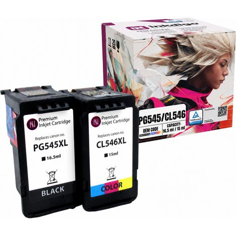 Encre Inkdigo PG545 CL546 compatible avec les imprimantes Canon Pixma IP2820 MG2440 MX494, certifiée TÜV. (1/5)
