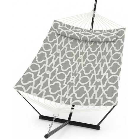 Hamac Double Robuste pour 2 Personnes avec Support Et Coussin - pour Jardin Terrasse Plage Ou Piscine