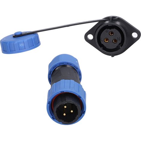 Prise et fiche aviation étanches IP68 LP16 3 broches à bride sans soudure, bornes d'accouplement mâles et femelles multipoints sans soudure 250 V 10 A (type à bride LD16) (1/5)