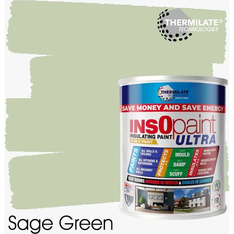 InsOpaint ULTRA - 9 IN1 Interior & Exterior Paint- Insulating & Energy Saving Interior Walls & Ceilings - Sage Green - 1L