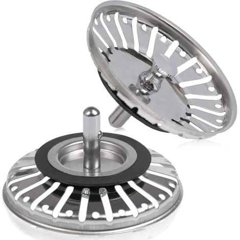 2pcs Filtre à évier/bouchon de bonde pour évier bouchon d'évier trou Passoire de cuisine/salle de bain diamètre de 84 mm avec embout à boule, en acier inoxydable (1/5)