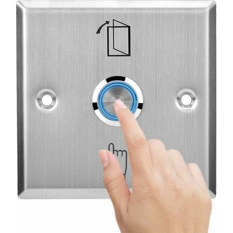 Push Door Exit Button, Stainless Steel Door Release Switch with Indicator Light, Emergency Release Button for Door Access Control System, Panel (1/4)