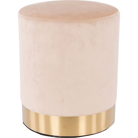 Pouf Decorativo Casa Imbottito in Velluto Ava Beige 38 cm (1/4)