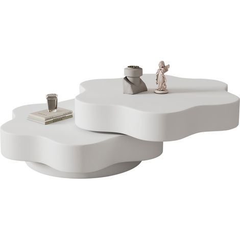 Tavolino da caffè 74,8x67,5x31 cm, Modulabile con Doppio Piano, Design Unico, Struttura in MDF, Bianco, per Soggiorno (1/5)