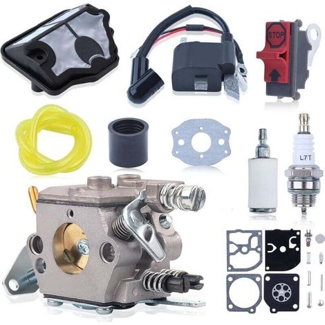 Bobina di accensione del carburatore per Husqvarna 36 41 136 137 141 142 con tubo del carburante e kit di riparazione filtro carburante per motore di motosega