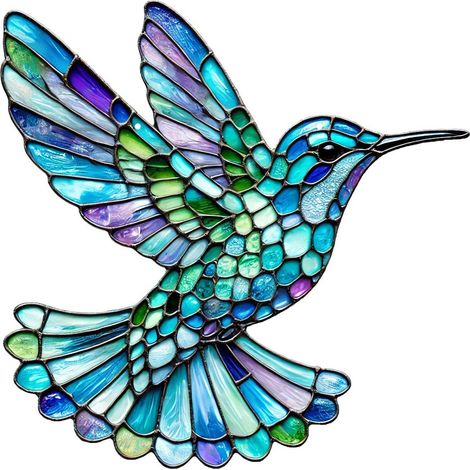Bunter Acryl-Sonnenfänger, eisblauer Kolibri-Lichtfänger zur Dekoration von Fenster und Terrasse (1/5)