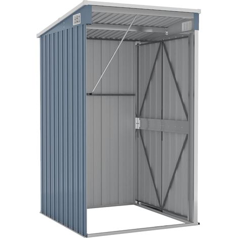 Abri mural de jardin gris 118x100x178 cm, acier galvanisé, armoire de rangement extérieur, résistant pluie et UV, pour outils et équipements
