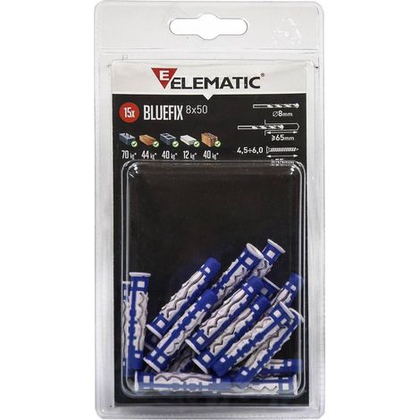 Elematic blister tassello bluefix 8 con vite 10 pz - 10 conf.