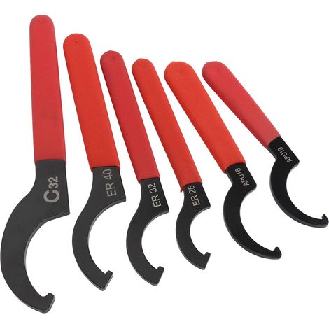 Lot de 6 clés à molette universelles APU13 16 ER25 32 40 C32 acier réglables pour amortisseurs clé crochet réglage coilover (1/5)
