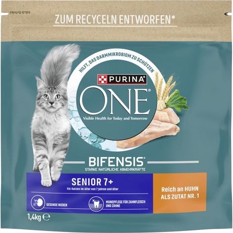 Purina One Katzenfutter Senior 7+ reich an Huhn 1,4 kg (1/3)