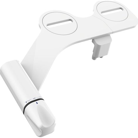 Bidet-Zubehör für Toiletten, Doppeldüse (Intim-/Po-Reinigung), selbstreinigender Bidet-Sitz, ultradünnes Bidet mit einstellbarem Wasserdruck, Bidet-WC-Sitz, Messing-Zulauf (weiß)