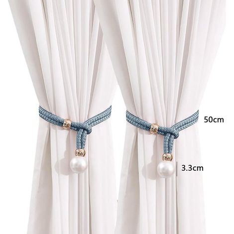 Cordon de rideau - 2 pièces - Attache-rideaux - Polyester - Attaches sans perçage - Attaches pour rideaux - Embrasses de rideaux - Embrasse de rideau - Supports de rideaux pour salon, chambre, terrass (1/5)