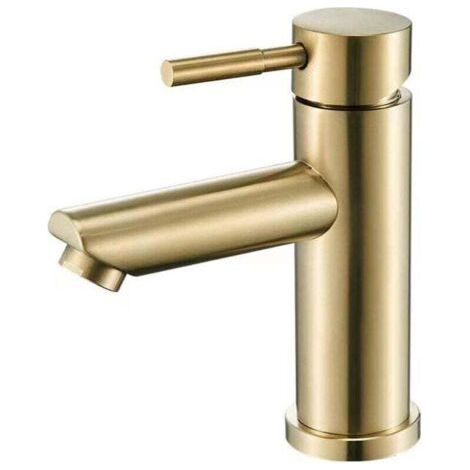 Water tap, faucet, washbasin tap, bathroom, modern fashion design, brushed gold brass tap, sink, hot and cold water supply, 16550mm single-lever ceramic valve