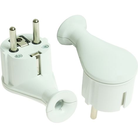Uni-Schuko-Winkelstecker, abnehmbar, 230 V, 16 A, weiß