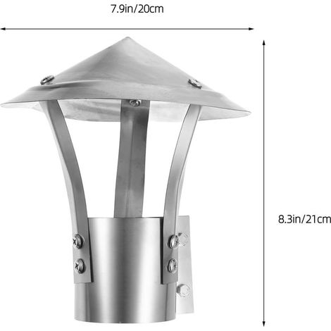 Chapeau de cheminée en inox 200 mm, couvercle de conduit de cheminée rond en métal, étanche à la pluie, pour poêle et cheminée extérieure (1/3)