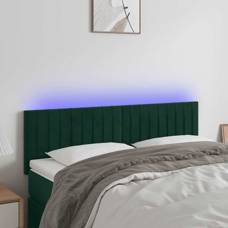 LED Kopfteil Dunkelgrün 144x5x78/88 cm Samt (1/5)