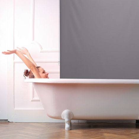 Tenda a rullo per bagno idrorepellente grigia salvaspazio
