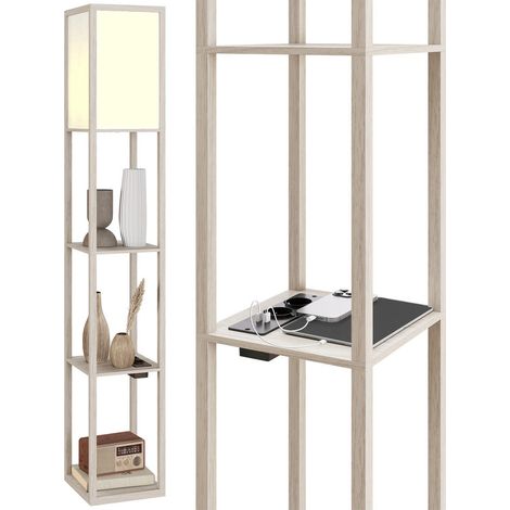 Salon ou chambre bien organisés avec ce lampadaire à 3 étagères, éclairage réglable et ports USB (1/5)