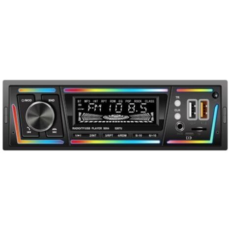 Autoradio Bluetooth avec RDS, port de chargement USB-C, mode lecteur multi-lumière, FM/AM, autoradio 1 DIN avec 2 ports USB/MP3/AUX/carte SD/réglages audio DSP/égaliseur (1/4)