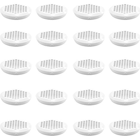 20 Pièces Grille de Ventilation, Blanc Trou de Maille de Ventilation Ronde, Acier Inoxydable Grille D'aération Trou pour Meuble, Diamètre Inférieur 53 mm, pour Armoires de Rangement, Placards (1/5)
