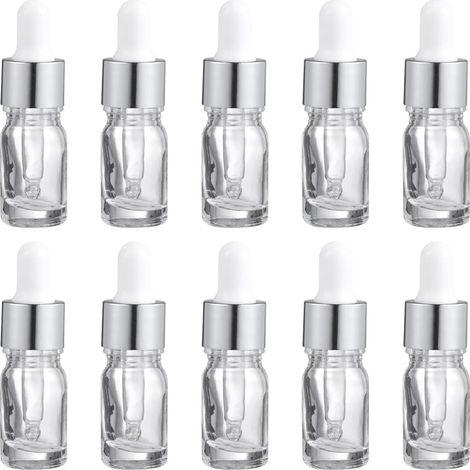Flacons Compte-Gouttes 10 Pièces 5Ml Verre Transparent Lot Portable pour Huiles Essentielles Usage Aromathérapie