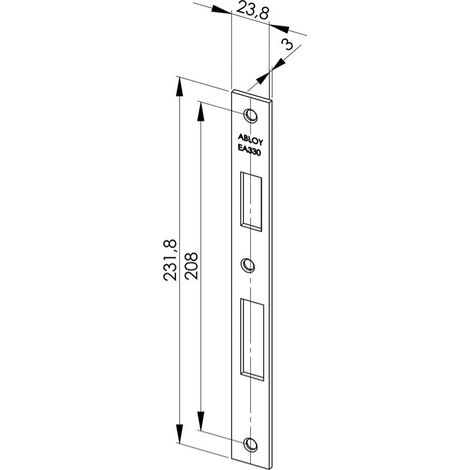 Schließblech EA 330 für Elektro-Sicherheitsschlösser, 231,8 x 23,8 x 3 mm