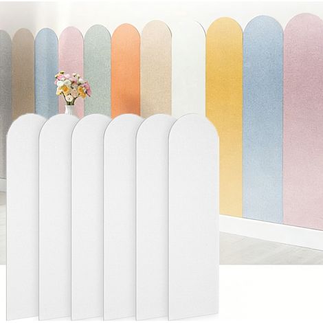 Panneau Mural 3D Autocollant - Lot de 6 - Protection Anti-Choc Murale 60x15x0.4 cm - Décoration Murale Moderne - Facile à Installer,Blanc (1/5)