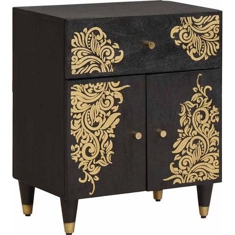 vidaXL  Bedside Cabinet with Door  with Drawer Black 50 x 33 x 60 cm