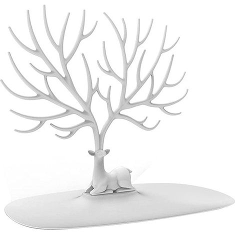 Porte-colliers, présentoir à bracelets / organiseur de bijoux / arbre à bijoux, bois de cerf décoratifs, design arborescent (blanc) (1/5)