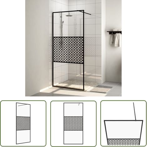 The Living Store Paroi de douche avec verre ESG transparent 100x195 cm Noir - Pare Brise De Douche - Cabine De Douche - Douche Italienne - Paroi De Douche Transparente - Douche Noire (1/5)