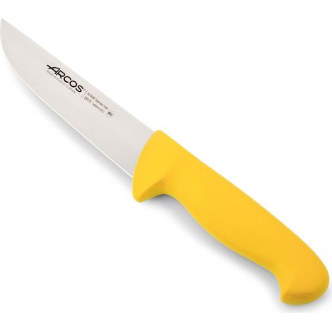 Coltello da macellaio Arcos Colore - Prof 291500 in acciaio inox Nitrum e mango polipropilene ergonomico giallo e 16 cm di lama, coperchio espositore