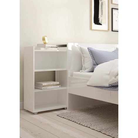 Dmora Cabecero para cama con un estante a cada lado, blanco brillante, 144 x 79 x 28 cm, con embalaje reforzado (1/5)