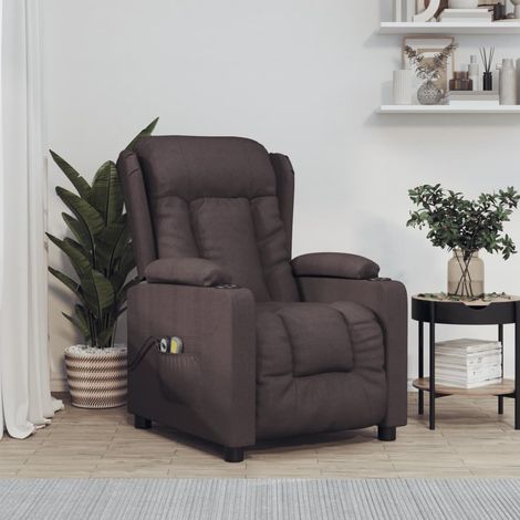 Fauteuil Relax Fauteuil de massage inclinable électrique - Fauteuil Salon - Fauteuil Salon Marron foncé Tissu BV948643 - BonneVie (1/5)