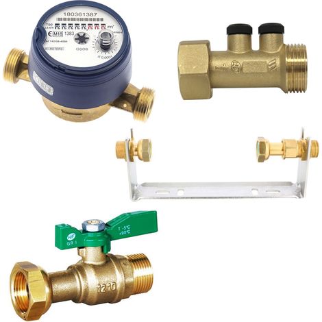 Arcanaute – Compteur d'eau froide avec robinet NF – Clapet anti-pollution certifié NF – Filetage plomberie – Installation flexible