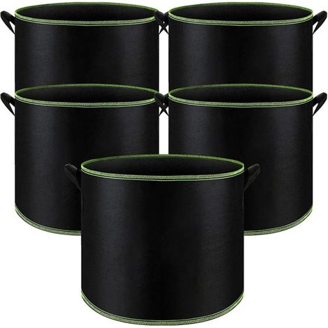 Lot de 5 Sacs de Plantation - 10/20/25 l - en Tissu - avec poignées - Réutilisables - Ronds et aérés - 20 l (1/5)